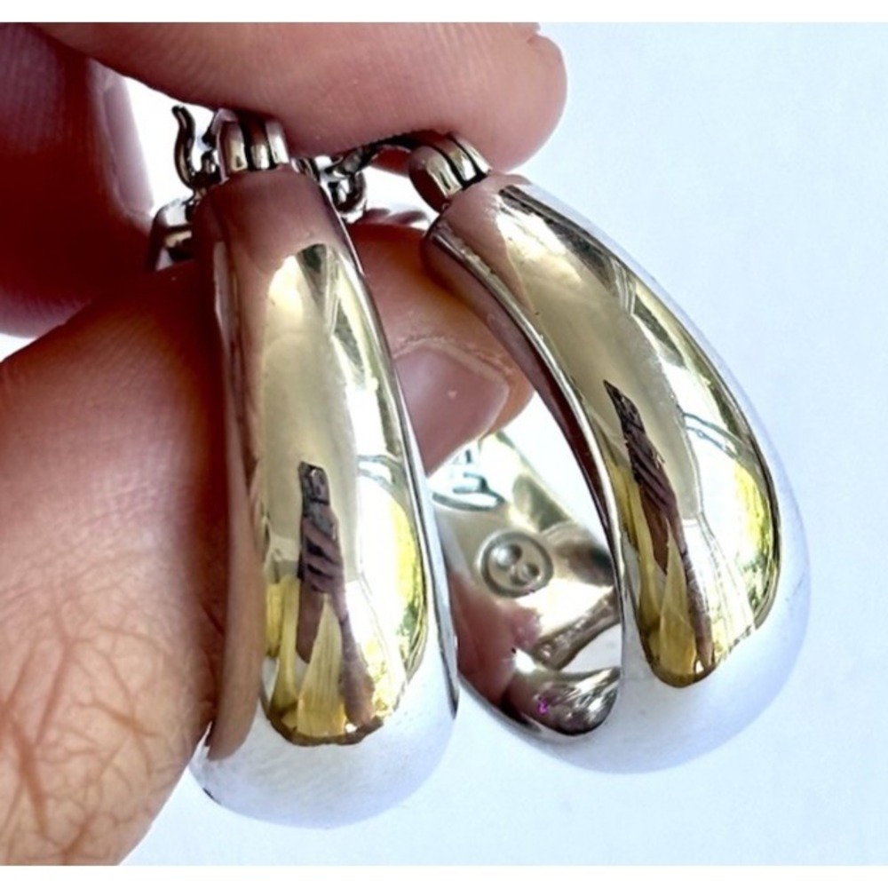 Arthur Court Aluminum Chunky Hoop Earrings 1.1 In Polished Discontinued Jewelry